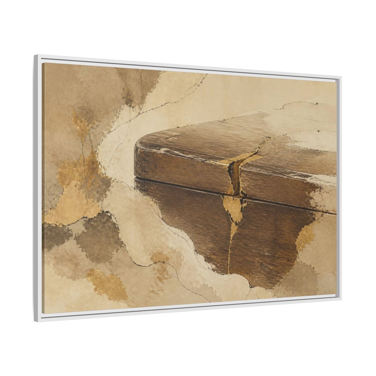 Side Mockup 7. Wabi Sabi Wooden Box shown as framed canvas print