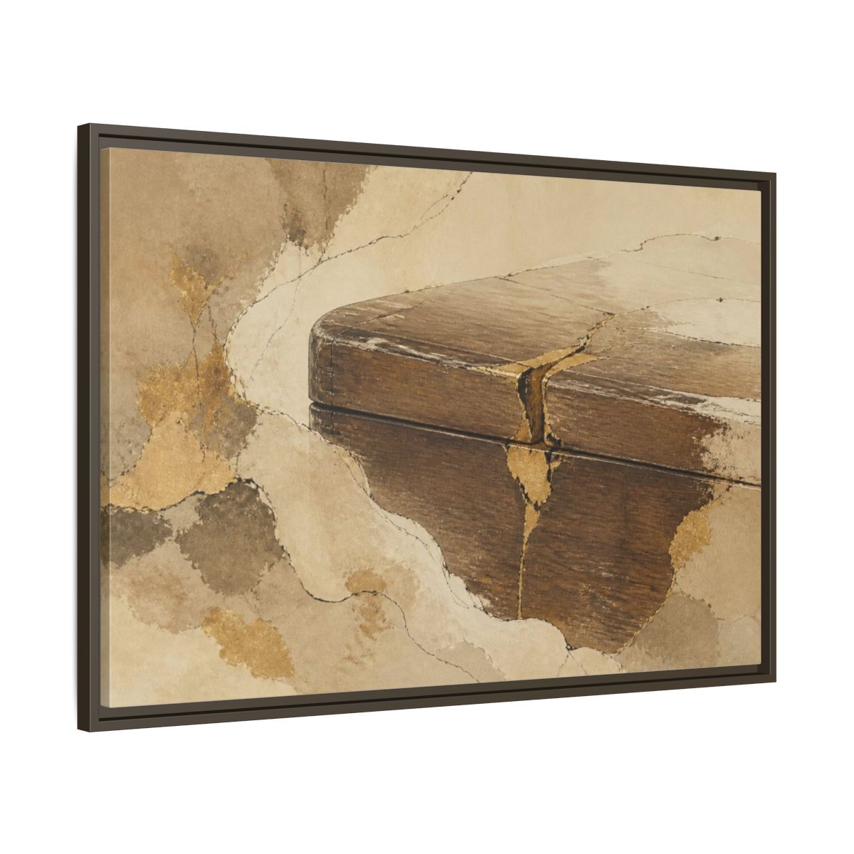 Main Mockup. Wabi Sabi Wooden Box shown as framed canvas print