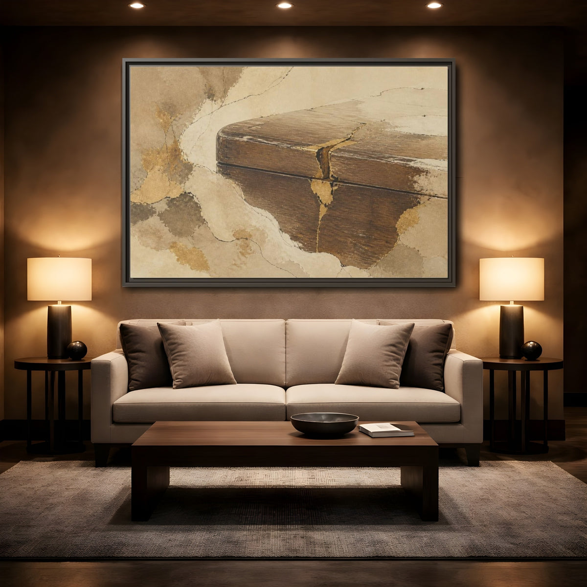 Mockup 2. Wabi Sabi Wooden Box shown as framed canvas print