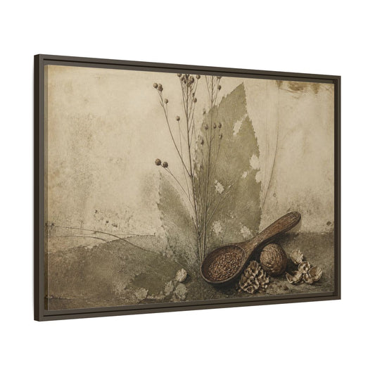 Main Mockup. Wabi Sabi Wooden Spoon shown as framed canvas print