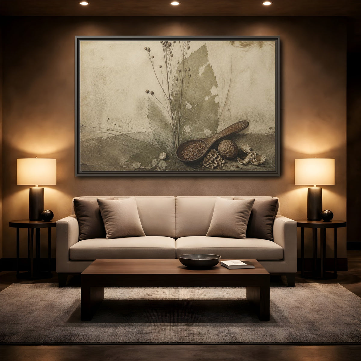 Mockup 2. Wabi Sabi Wooden Spoon shown as framed canvas print