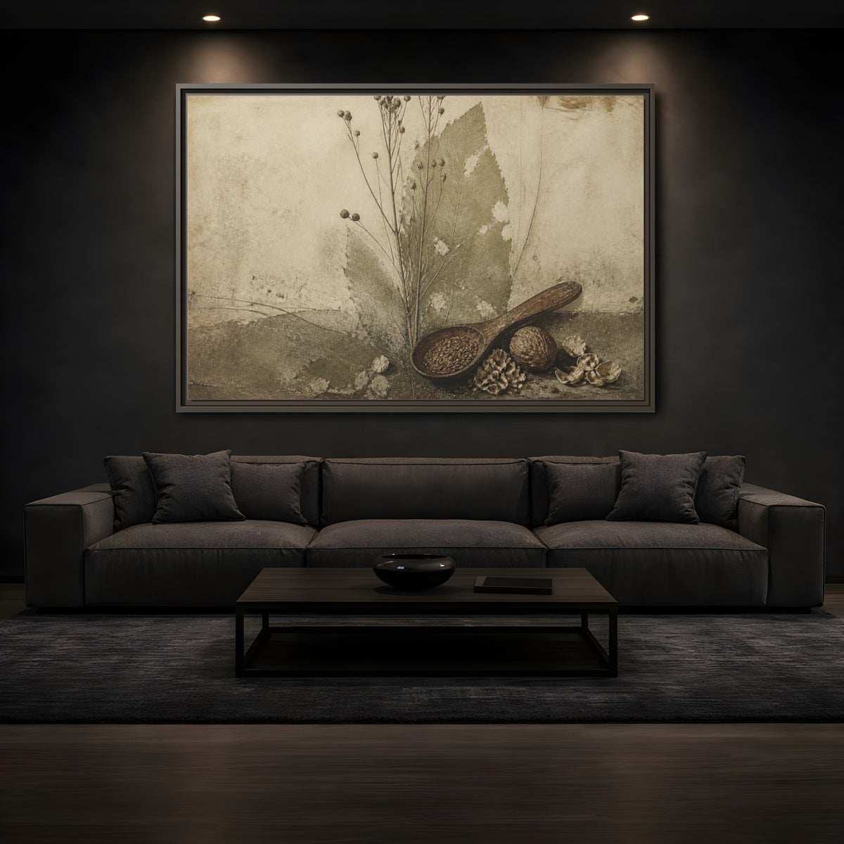 Mockup 3. Wabi Sabi Wooden Spoon shown as framed canvas print