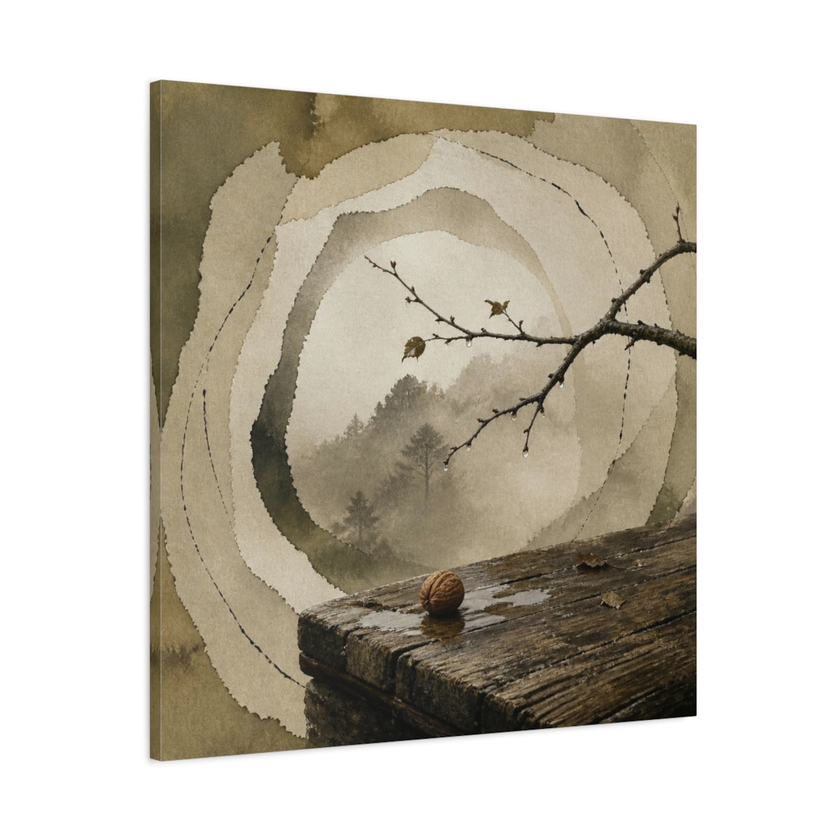 Main Mockup. Wabi Sabi Wooden Step shown as canvas print