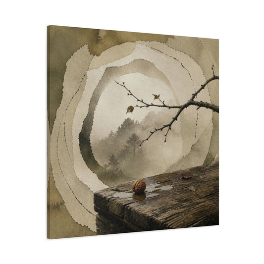 Main Mockup. Wabi Sabi Wooden Step shown as canvas print