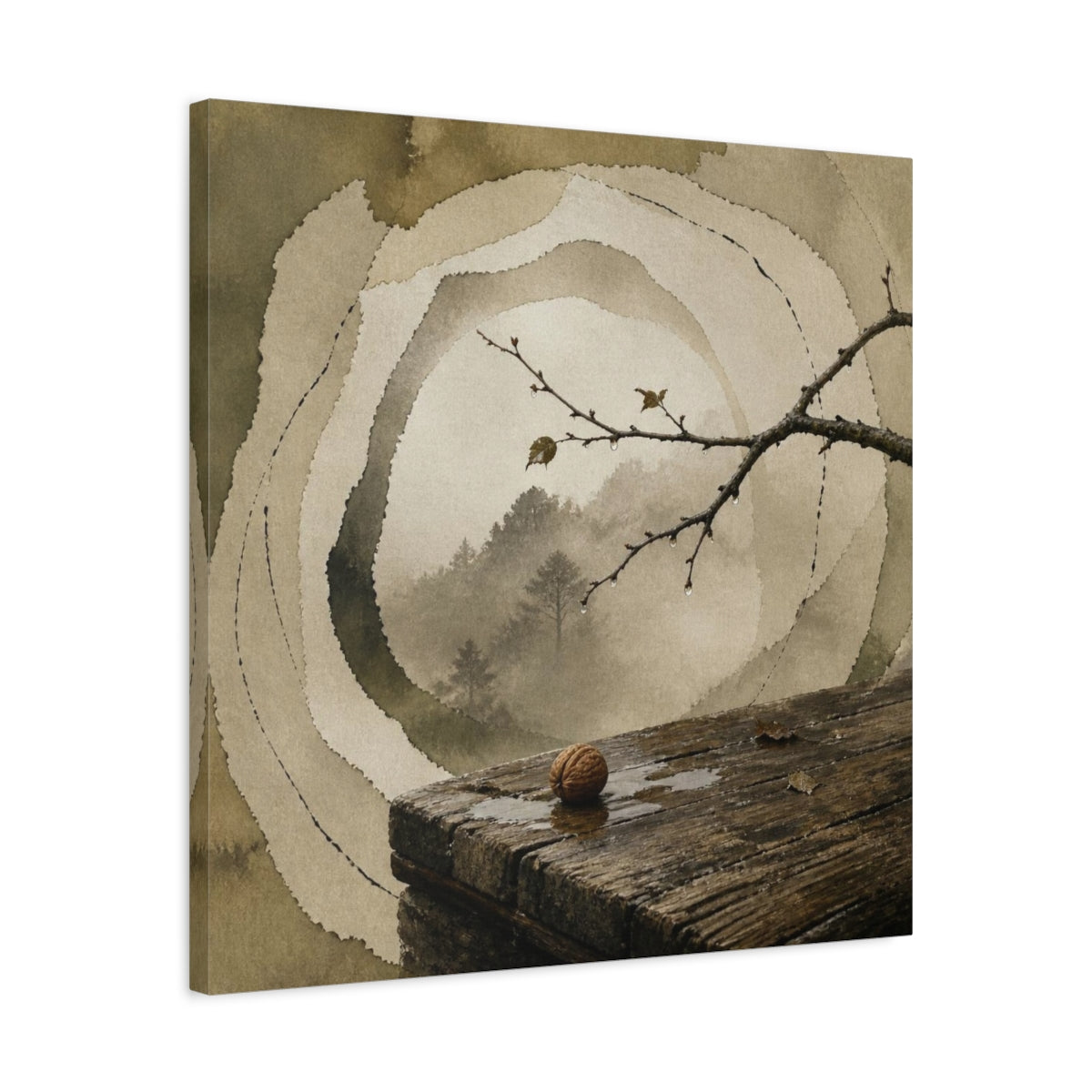 Side Mockup 4. Wabi Sabi Wooden Step shown as canvas print
