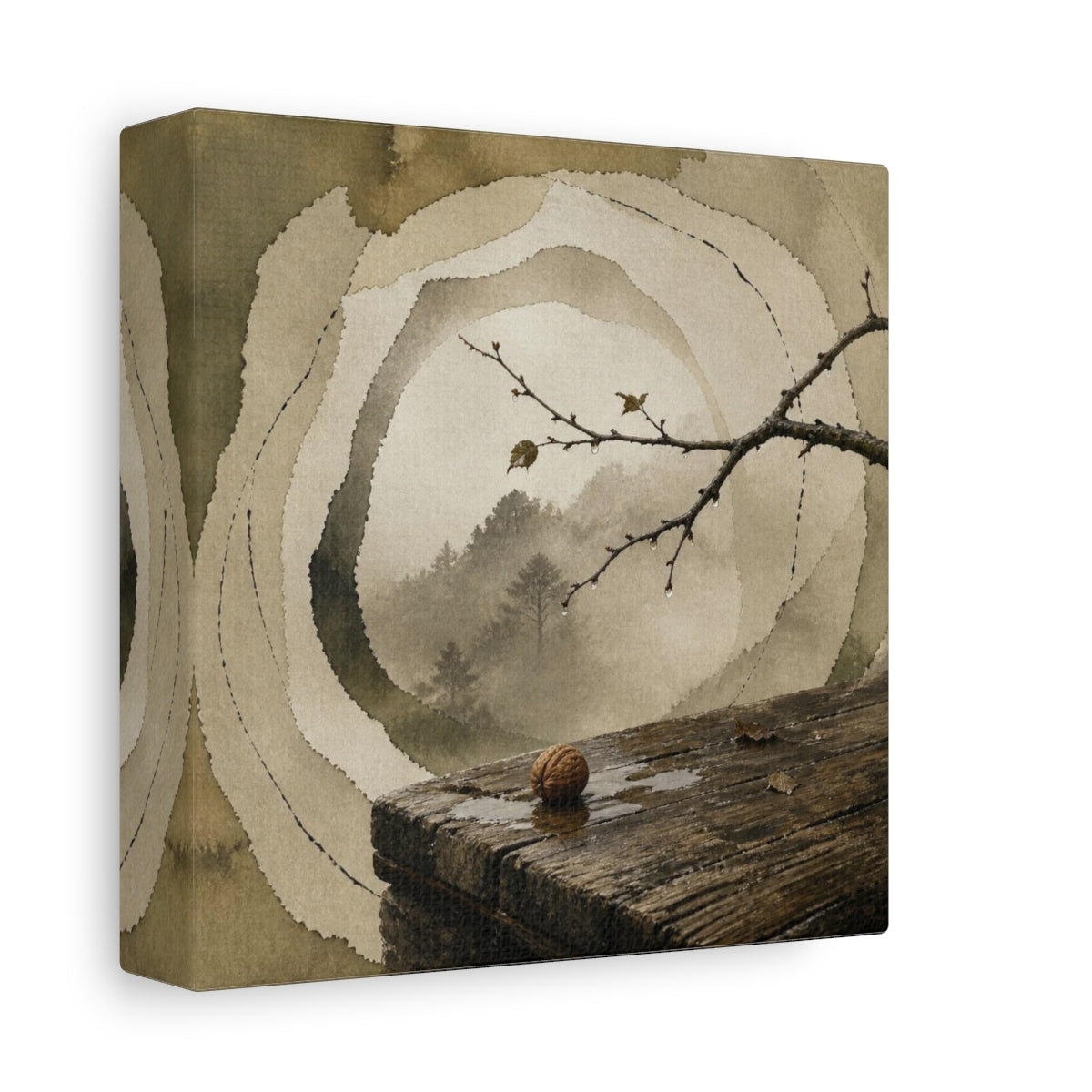 Side Mockup 2. Wabi Sabi Wooden Step shown as canvas print