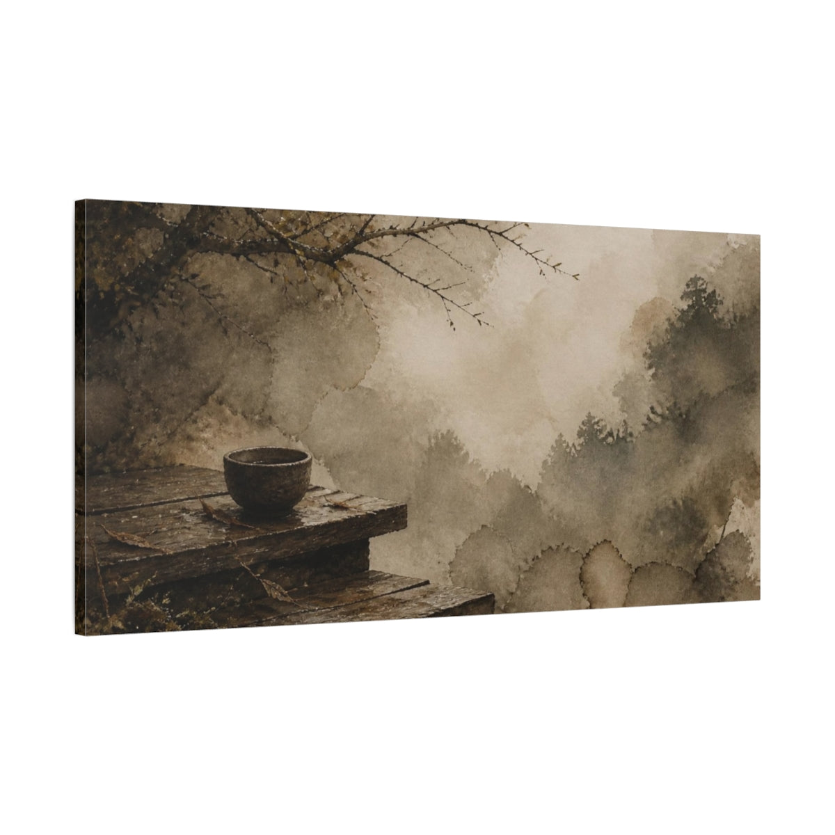 Main Mockup. Wabi Sabi Wooden Steps shown as canvas print