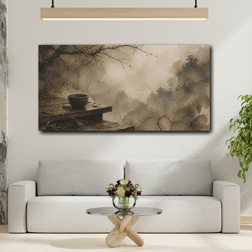 Mockup 2. Wabi Sabi Wooden Steps shown as canvas print