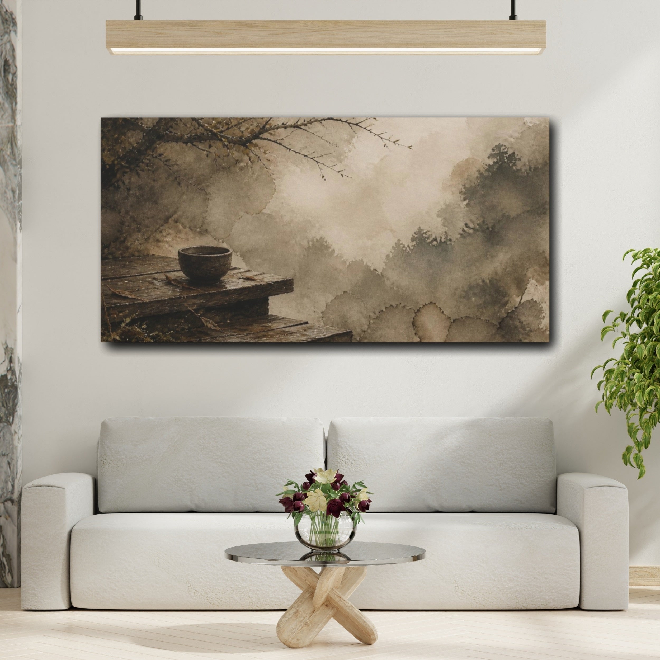 Mockup 2. Wabi Sabi Wooden Steps shown as canvas print