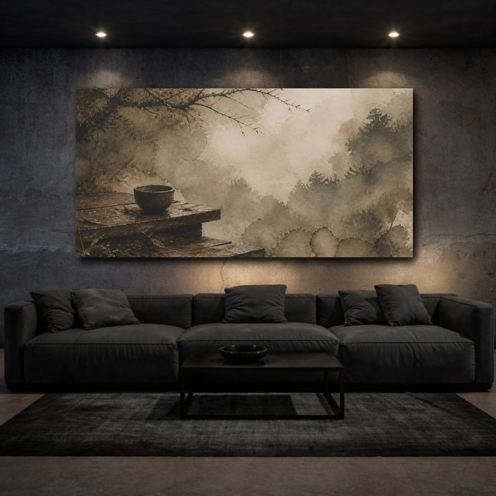Mockup 3. Wabi Sabi Wooden Steps shown as canvas print