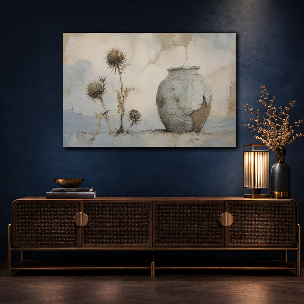 Mockup 4. Weathered Clay Urn shown as canvas print