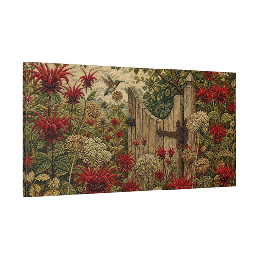 Main Mockup. Weathered Garden Gate shown as canvas print