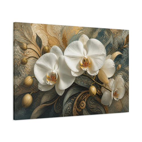 Main Mockup. White Orchid Floral Elegance shown as canvas print