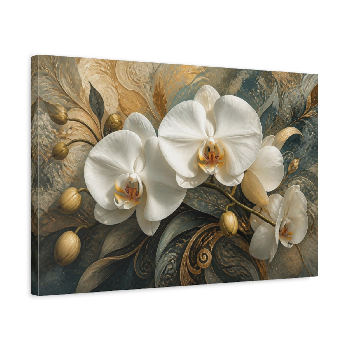 Side Mockup 3. White Orchid Floral Elegance shown as canvas print