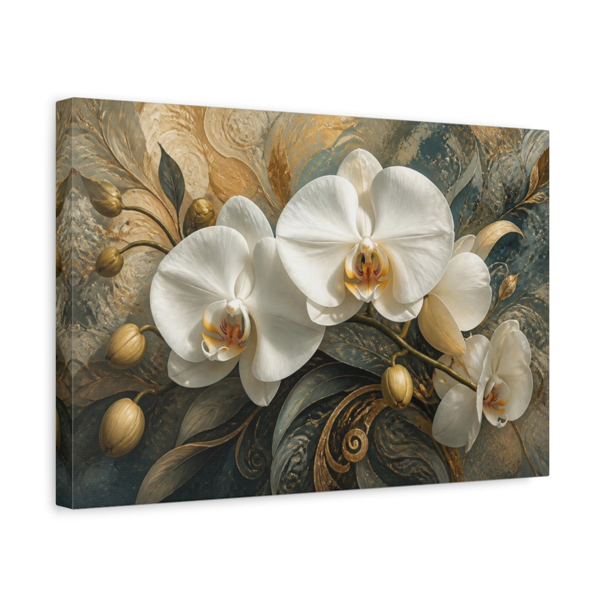 Side Mockup 4. White Orchid Floral Elegance shown as canvas print