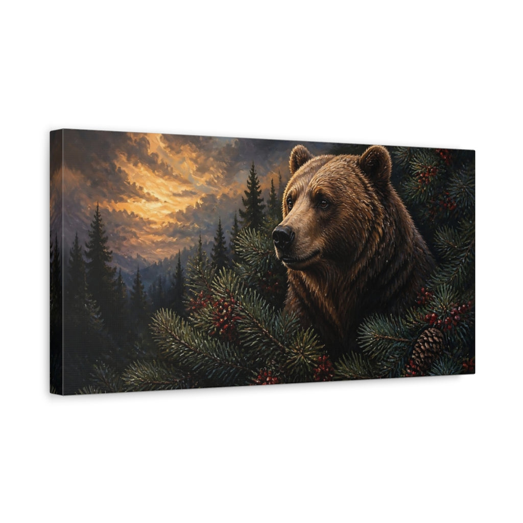 Side Mockup 3. Wild Animals Bear Portrait shown as canvas print