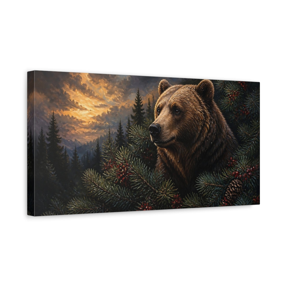 Side Mockup 3. Wild Animals Bear Portrait shown as canvas print