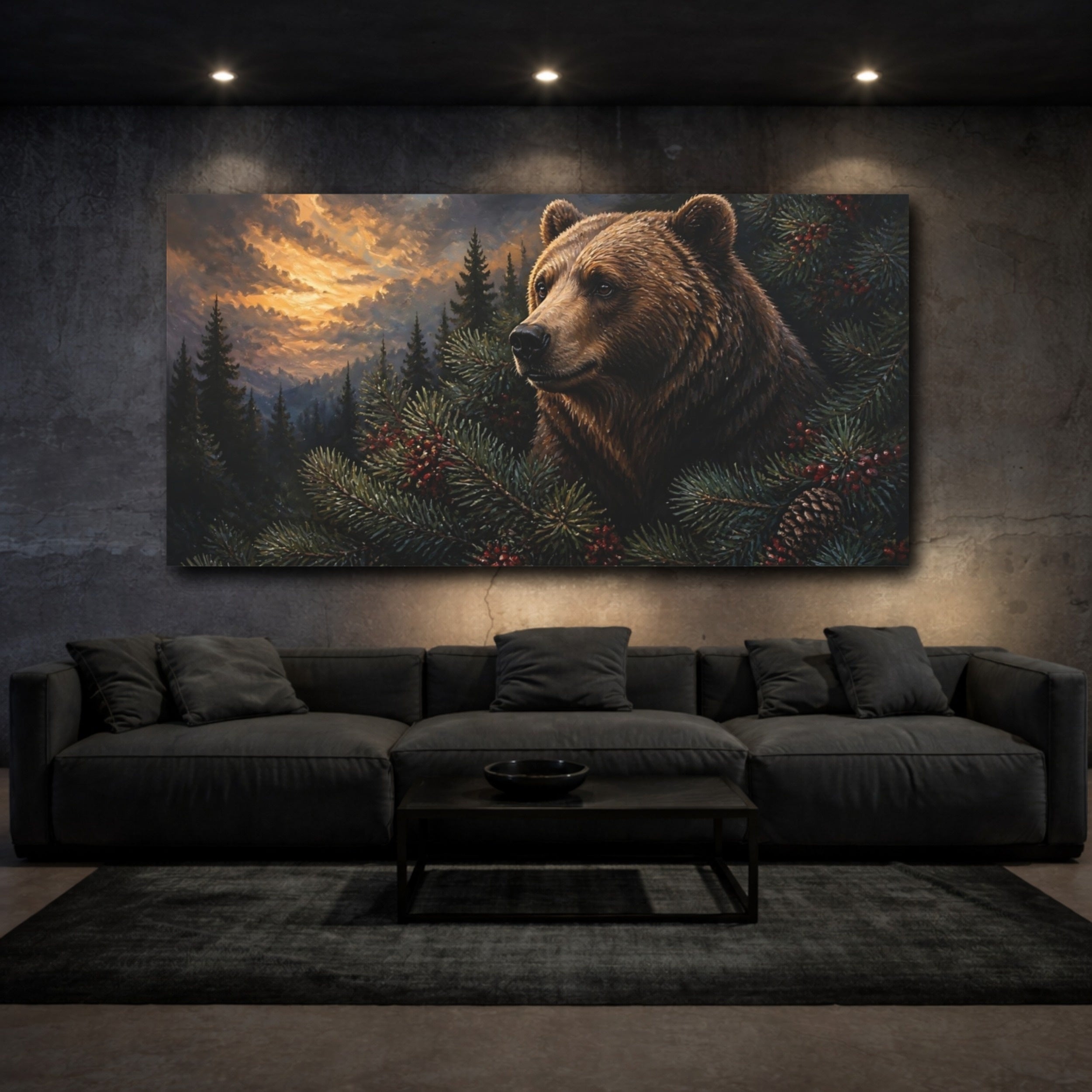 Mockup 3. Wild Animals Bear Portrait shown as canvas print