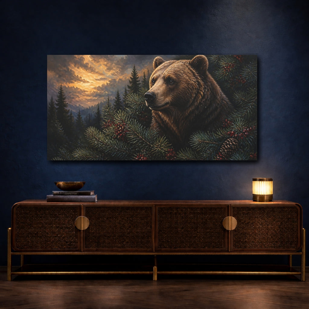 Mockup 4. Wild Animals Bear Portrait shown as canvas print
