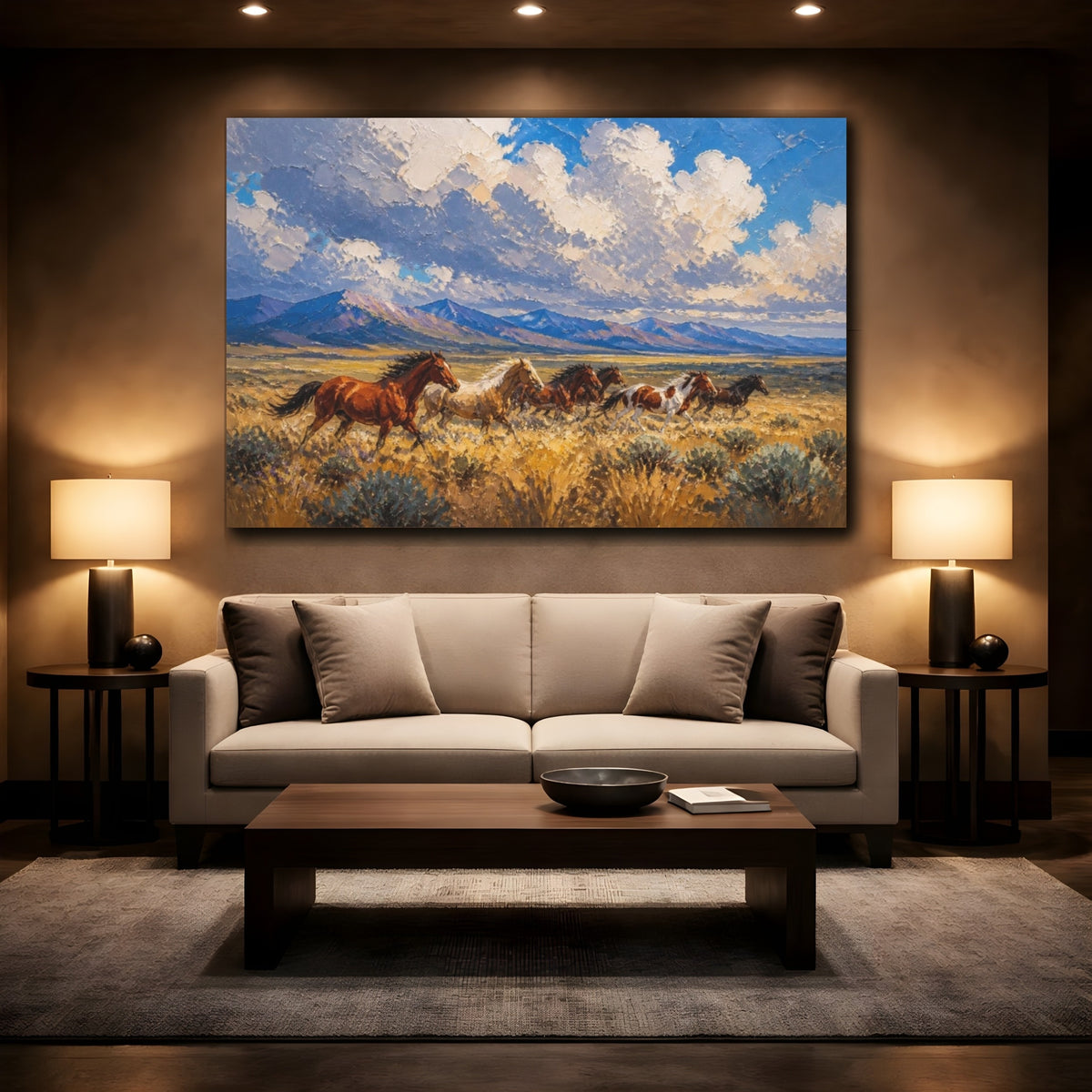 Mockup 2. Wild Horse Landscape shown as canvas print
