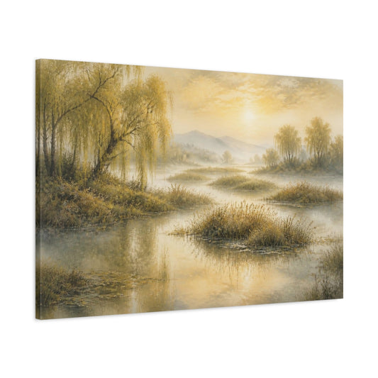 Main Mockup. Willow Marsh Landscape shown as canvas print