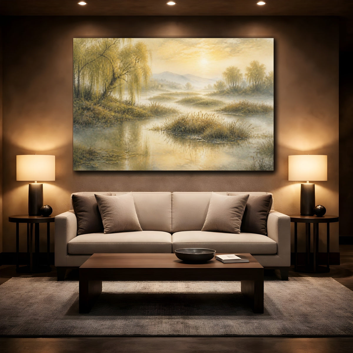 Mockup 2. Willow Marsh Landscape shown as canvas print