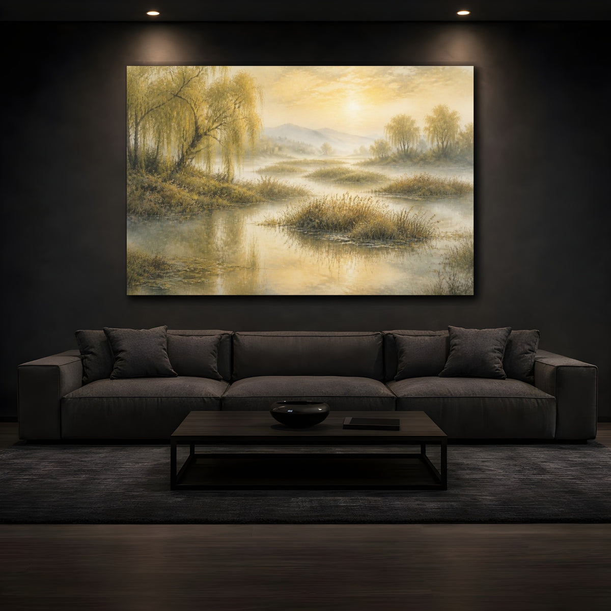 Mockup 3. Willow Marsh Landscape shown as canvas print