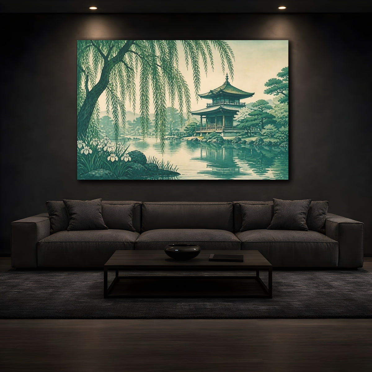 Mockup 3. Willow Pavilion At Pond shown as canvas print