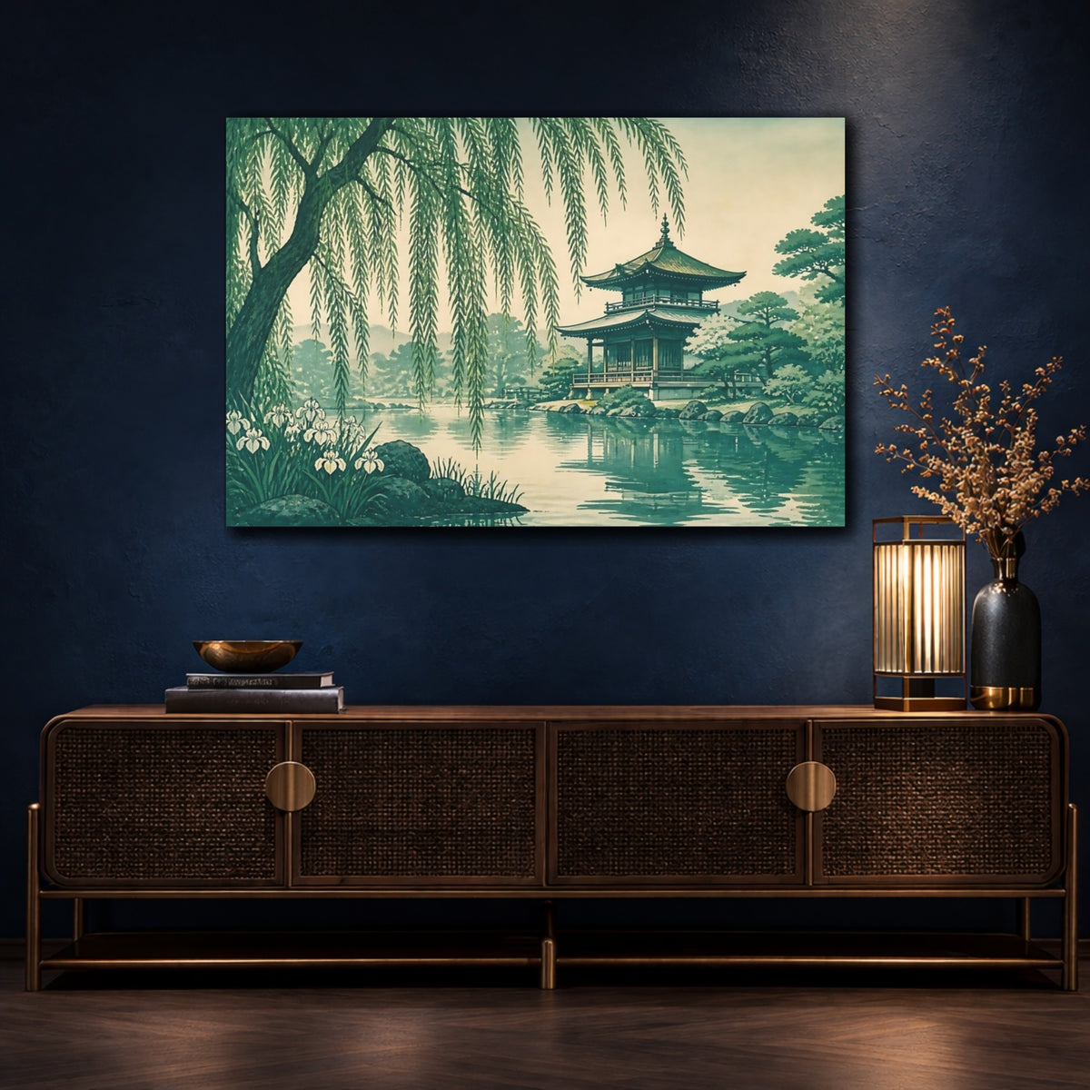 Mockup 4. Willow Pavilion At Pond shown as canvas print