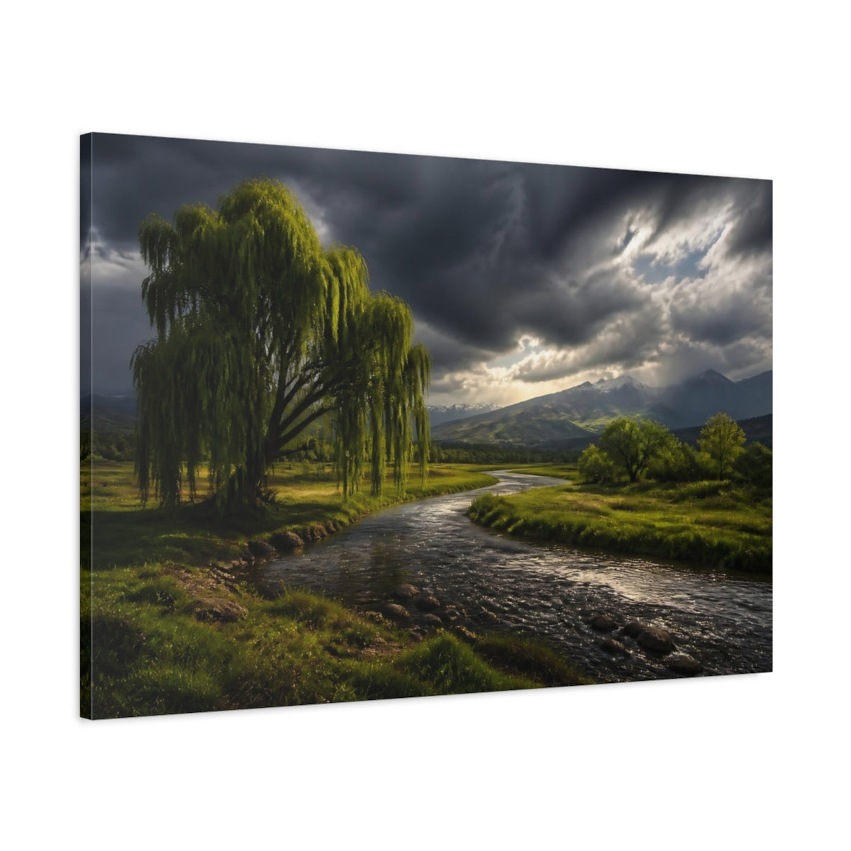 Main Mockup. Willow River Landscape shown as canvas print