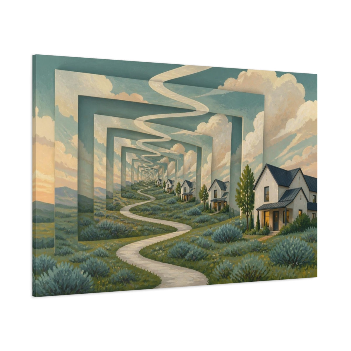Side Mockup 1. Winding Path Illusion shown as canvas print