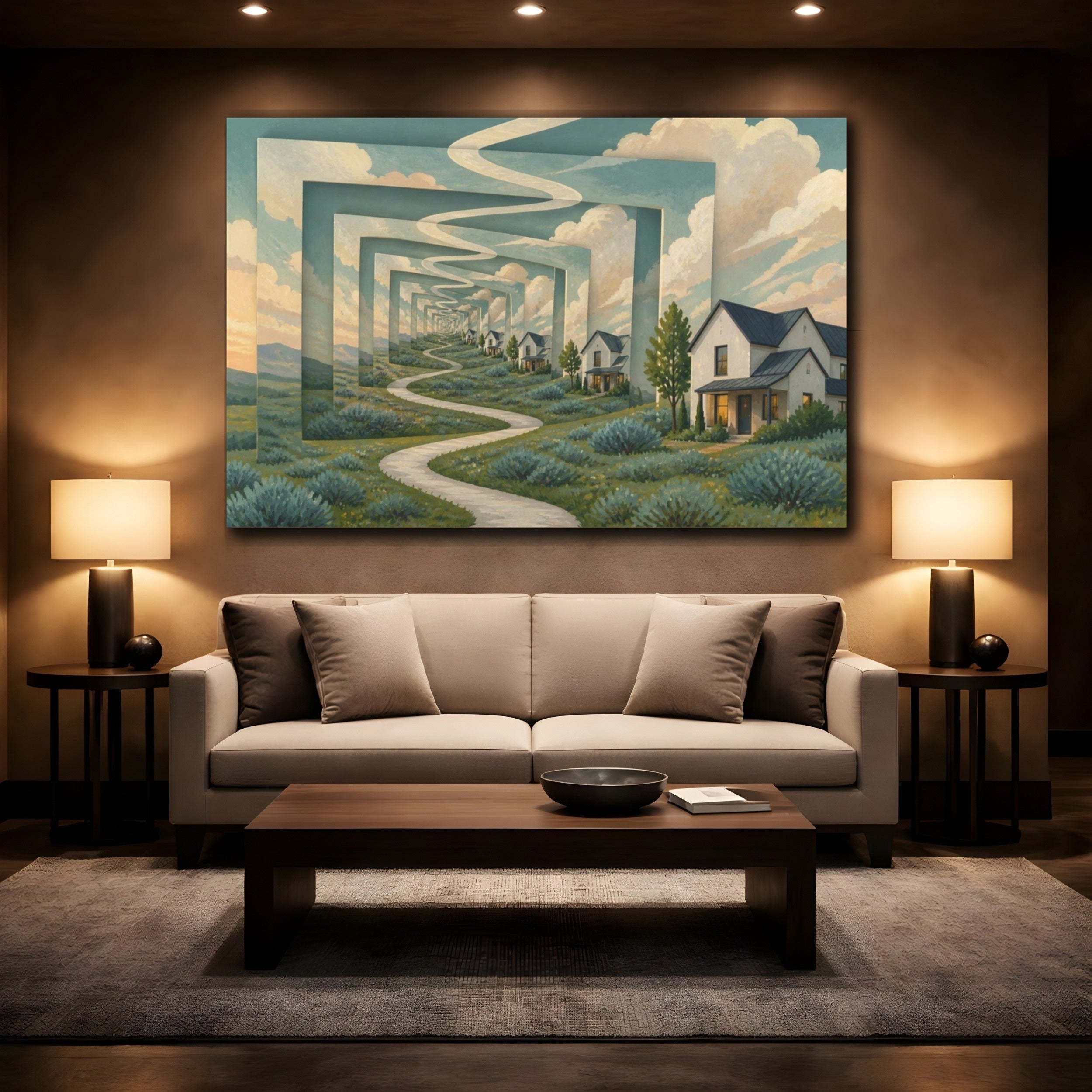 Mockup 2. Winding Path Illusion shown as canvas print
