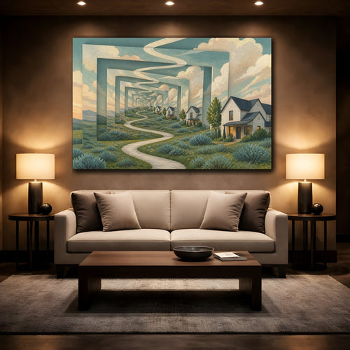 Mockup 2. Winding Path Illusion shown as canvas print