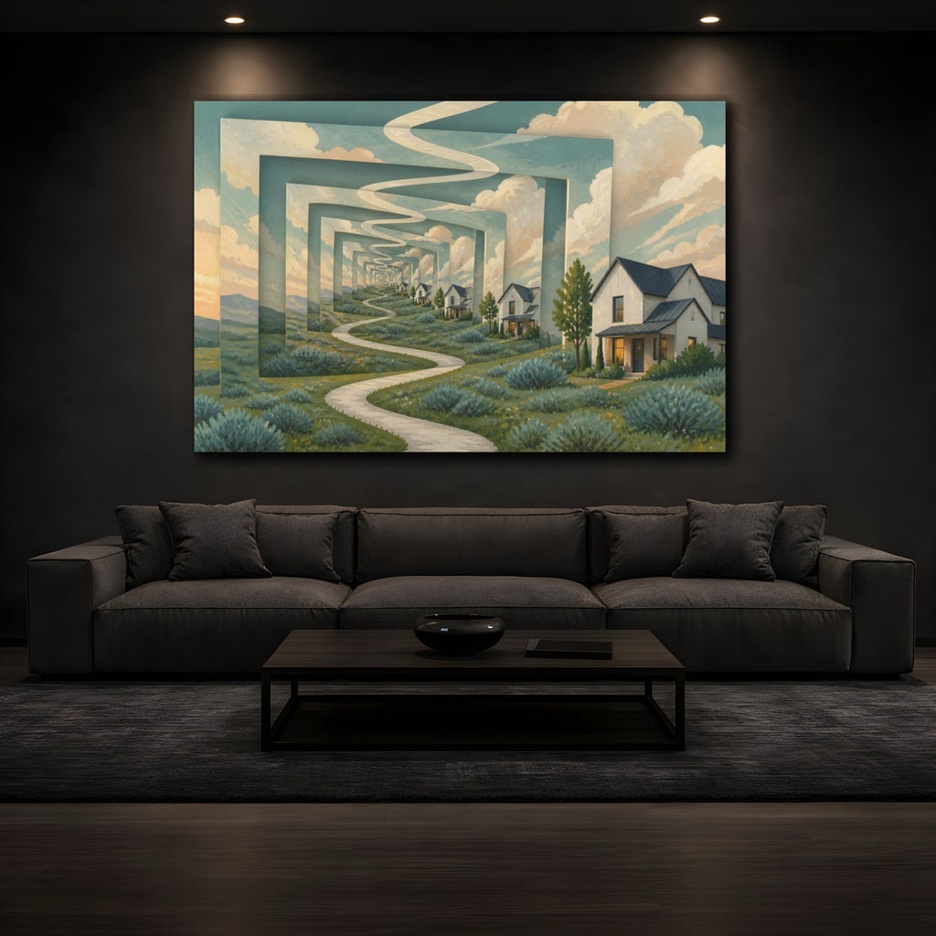 Mockup 3. Winding Path Illusion shown as canvas print