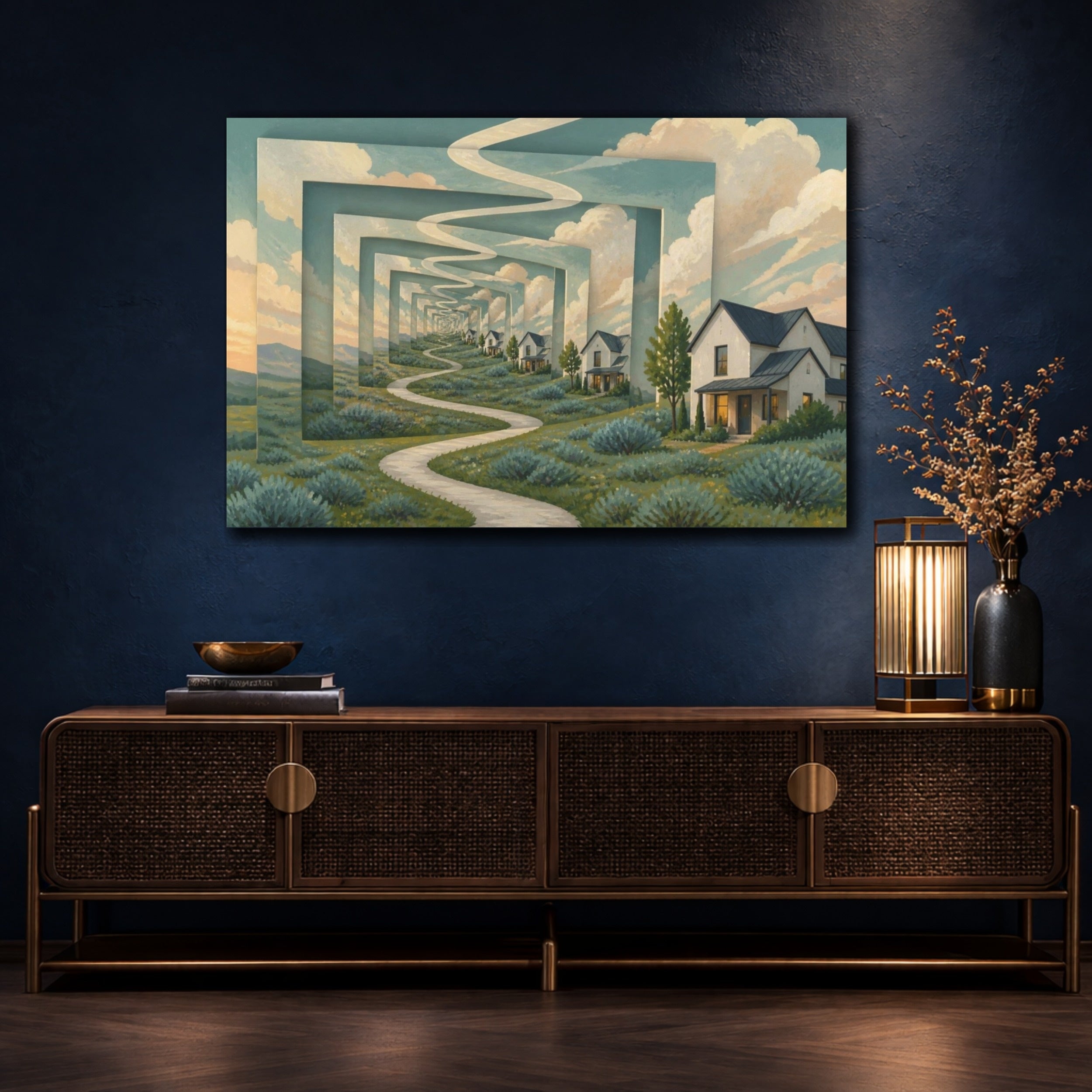 Mockup 4. Winding Path Illusion shown as canvas print