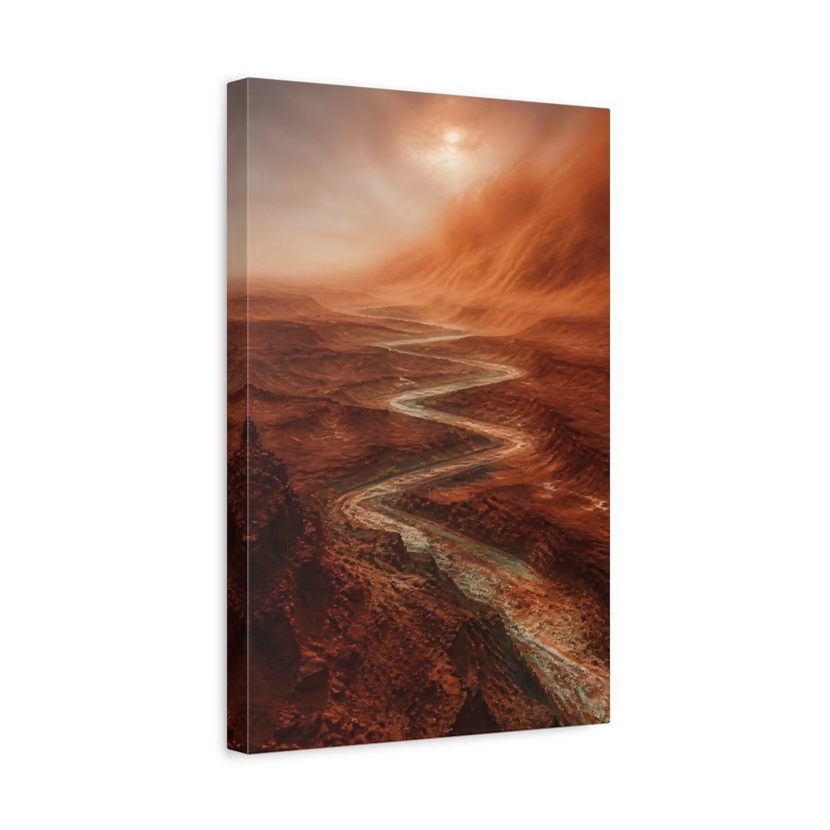 Side Mockup 4. Winding Red Canyon shown as canvas print