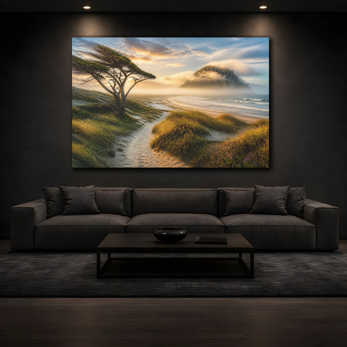 Mockup 3. Windswept Tree Coastal Landscape shown as canvas print