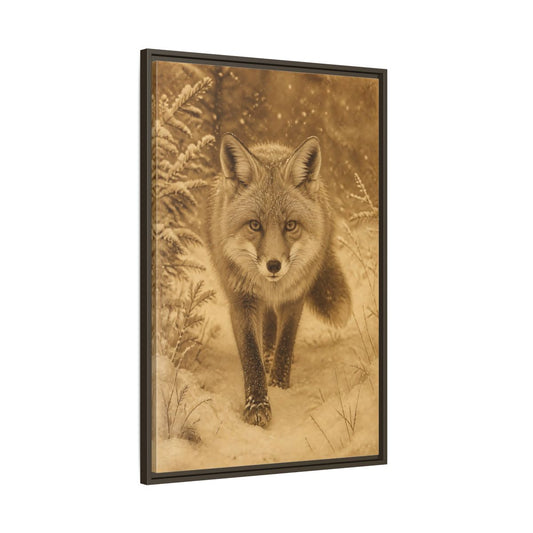 Main Mockup. Winter Fox Animals shown as framed canvas print