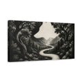 Side Mockup 3. Wolf Silhouette Valley shown as canvas print