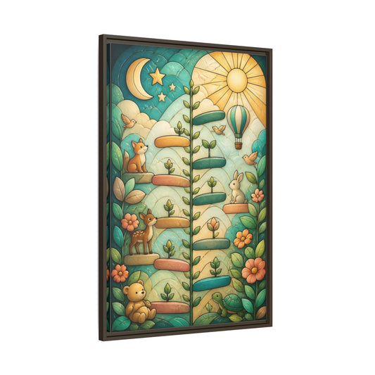 Main Mockup. Woodland Animal Tree shown as framed canvas print