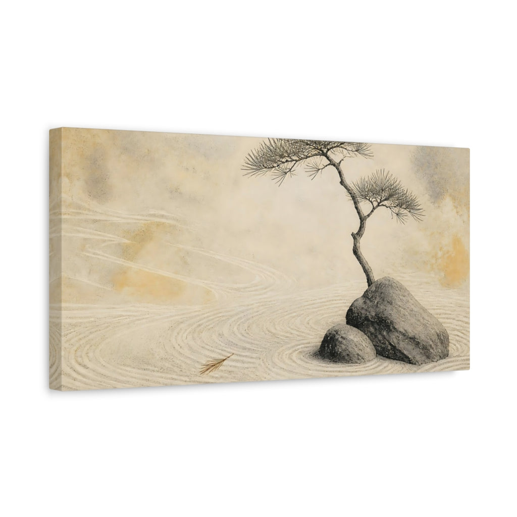 Side Mockup 3. Zen Pine On Rocks shown as canvas print